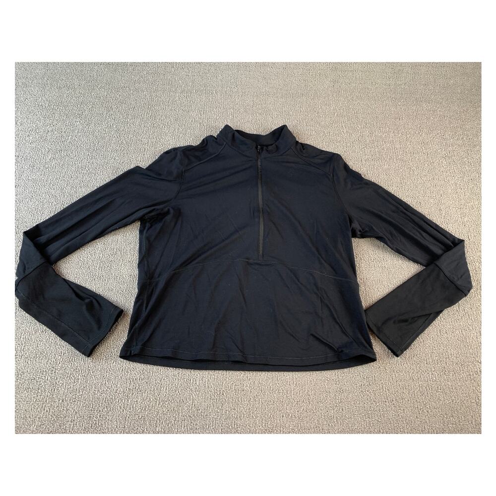 CRZ Yoga Pull Over Top Half Zip Butterluxe Activewear Athleisure Black Size 14